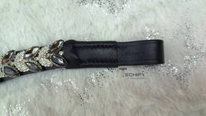 Fronture de cheval en strass de cristal faite à la main avec cuir noir, accessoire d'équestre scintillant - Product Image 2