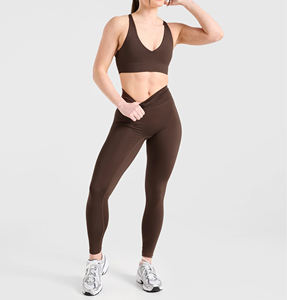 Vente en gros de leggings de compression femmes taille haute avec poches profondes tissu extensible doux vêtements de sport sans couture pour Yoga Gym Fitness - Product Image 6