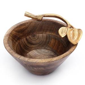 Cuenco de color natural de calidad superior Cuencos para mezclar hechos a mano Forma redonda Diferentes tamaños Bambú de madera - Product Image 1