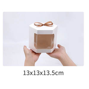 Caja de regalo con ventana visual, caja de papel Kraft con ventana de Color sólido Simple blanco, caja de dulces con cinta para ventana de embalaje de regalo pequeño de vacaciones - Product Image 4