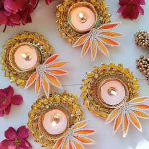 Support de bougie chauffe-plat Bohème Lotus, Décoration d'éclairage pour festivals indiens, Plateau à bougie durable pour Diwali et occasions spéciales - Product Image 3