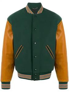 Vente en gros de patchs chenille en laine de haute qualité bouton vert surdimensionné collège en plein air veste de baseball pour hommes - Product Image 5