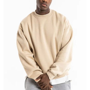 Sudadera de hombre en blanco liso 500GSM con logotipo personalizado sudadera extragrande de algodón con cuello redondo 100% para otoño - Product Image 1