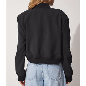 Wholesale OEM Women's Plain Dyed <b>Waterproof</b> Breathable Winter Warm Lightweight <b>Zipper</b> Bomber Jacket Outerwear Casual Streetwear - Product Image 2