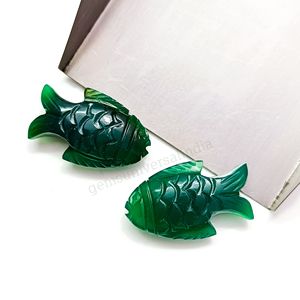 Natural Green <b>Onyx</b> Fish Carved Gemstone, Green <b>Onyx</b> Fish Shape Gemstone, <b>Onyx</b> Loose Hand Carving Fish Charm, Carved Fish 25x15mm - Product Image 2