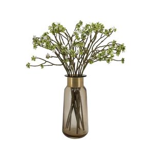 Vase en verre anneau en métal cuivre anneau en acier de luxe articles floraux transparents décoration nordique créative pour la maison - Product Image 1