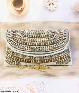 Pochette de créateur faite à la main pour femmes, nouveauté, mode, soirée nuptiale, mariage avec perles de pierre - Product Image 5