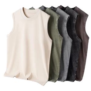 Custom Men's <b>Vests</b> Streetwear <b>Top</b> Heavyweight 120gsm 100% Cotton Breathable Blank Oversized Acid Washed Vintage T-Shirt - Product Image 3