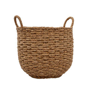 Woven Seagrass <b>Storage</b> <b>Basket</b> Set Handmade Natural <b>Round</b> <b>Baskets</b> with Handles Rustic Home Organizer and Decor Made In Vietnam - Product Image 2