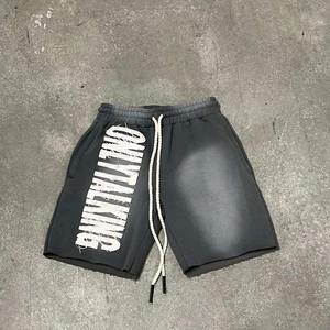 Custom 100% Cotton Vintage Distressed Embroidery Patch <b>Shorts</b> Jogger Streetwear Raw Edge Applique Acid Wash <b>Shorts</b> for <b>Men</b> - Product Image 3