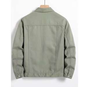 2025 Nueva chaqueta vaquera con botones para hombre de gran tamaño diseño personalizado de alta calidad Chaquetas vaqueras de manga a rayas informales personalizadas para hombres - Product Image 2