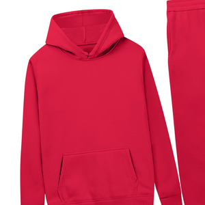 Conjunto Deportivo de Sudadera con Capucha Roja Sólida y Pantalones Jogger para Hombre y Mujer, Ropa Deportiva Casual de Invierno, Venta al Por Mayor de Fábrica, Logotipo Personalizado OEM - Product Image 2