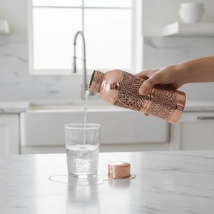 Juego de Botellas de Agua de Cobre de Alta Calidad |   Diseño Grabado con Láser |   Vajilla de Lujo con Cristalería |   Beneficios para la Salud Ayurvédicos - Product Image 3