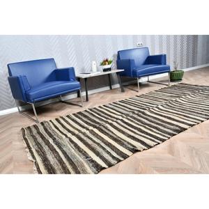 Tapis turc 3,9 x 9,2 pieds, tapis en laine unie vintage noir et blanc - Product Image 3