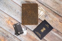 Buatan tangan kulit disesuaikan Organizer perjalanan dompet penutup elegan kasual RFID paspor pemegang dompet terbuka untuk panjang kasual Keluarga