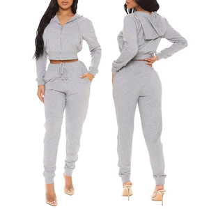 ชุดวอร์มแขนยาวมีฮู้ดสำหรับผู้หญิงชุดวิ่งลำลองแบบมีซิป - Product Image 6