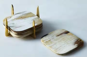 Posavasos de cuerno de búfalo natural para té, café, jugo, vino, hecho a mano, restaurante, Bar, Hotel, artesanías de media luna - Product Image 3