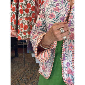 Chaqueta Acolchada de Algodón con Estampado Floral Pastel para Mujer, Chaqueta Bomber Reversible, Estilo Bohemio, Cortavientos, Blazer Corto para Primavera y Otoño - Product Image 4