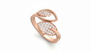 Elegante Anillo de Diamantes con Hoja Orgánica Dorada para Mujer - Product Image 3