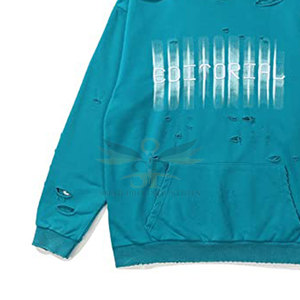 Pullover Distress Embroidery Hoodies Premium Quality New Design 100% Cotton Hoodies For Distress Embroidery - Product Image 6