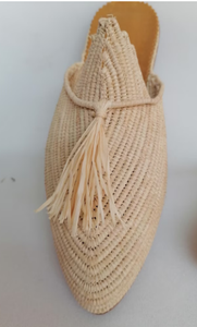 Natural leather and <b>raffia</b> shoes, women's <b>raffia</b> slippers, handmade <b>raffia</b> slippers, summer <b>sandals</b> - Product Image 3