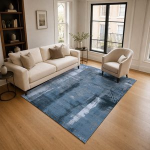 <b>RUGS</b> DEPOT LXDP-0282 Wholesale Blue Navy Contemporary Geometric Digital Printed Machine Washable Chenille Area <b>Rug</b> <b>Non</b> <b>Slip</b> - Product Image 2