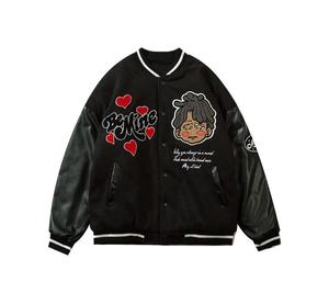 2024 chaqueta Bomber Varsity con logotipo personalizado para hombre, chaqueta de lana con letras, Mangas de cuero, ropa de calle de béisbol, bordado de chenilla, estilo infantil - Product Image 1