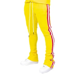 100% coton haute qualité hommes décontracté évasé pantalon de survêtement avec poche homme survêtement pantalon empilé pantalon pour garçons - Product Image 3