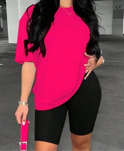 Premium Quality Oversized 2 Piece Set 100% Organic Cotton O-Neck Sweat Suits High Quality Stylish Women's Tracksuits - Product Image 4