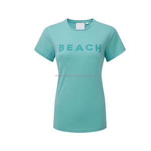 Camiseta de lujo de algodón con cuello básico para mujer, Top sencillo de Color sólido bordado, Top de verano transpirable - Product Image 6
