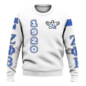 Sweat-shirt à col rond bleu brodé Zeta Phi Beta Sorority Greek 1920 pour femmes, pull pour femmes, sweat-shirts grecs pour femmes - Product Image 1