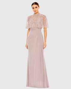 Elegante vestido de cóctel para mujer, vestido de noche transpirable de longitud completa en malla de polietileno, bordado de perlas, rebordear, característica antiestática - Product Image 2