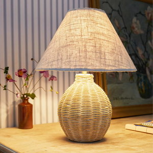 โคมไฟตั้งโต๊ะหวายโคมไฟทำจากวัสดุแฮนด์เมดอุปกรณ์ตกแต่งบ้านขายส่ง - Product Image 3