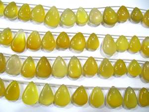 Natural Chalcedony Pear Heart Shape 15 to 20mm Plain Smooth <b>Beads</b> sold Per Strand 8 inches Long Gemstone Yellow <b>Stone</b> <b>beads</b> - Product Image 4