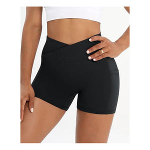 Pantalones cortos de yoga para mujer de calidad premium Material elástico de alta calificación con bolsillos laterales Patrón sólido Top de Yoga de la mejor calidad - Product Image 3