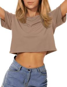 Cheap Prices <b>Top</b> Quality Crop <b>Tops</b> Comfortable Breathable Short Sleeve T-Shirts Solid Colors Available-Logo <b>Tank</b> <b>Tops</b> <b>S</b> Size - Product Image 5