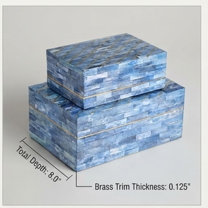 Modern Blue MDF Resin <b>Storage</b> <b>Boxes</b> Rectangular Design for Sundries Handcrafted - Product Image 2