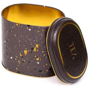 Caja de lata de metal ovalada marrón terrazo de 1.4L 140x120x130mm - Product Image 1