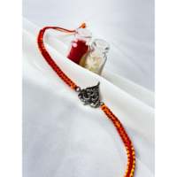 Bracelet fin élégant en argent 925, finition oxydée, motif feuille Om Mahadev, pour la célébration de la Rakhi hindouiste et la protection de la sœur