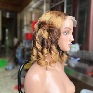 Trending <b>Wigs</b> Human Hair Lace Front Vietnamese Raw Hair Bouncy Curly Glueless <b>Wigs</b> Pixie Curls Perruque Customize - Product Image 3