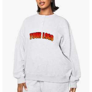 OEM logo personnalisé femmes hiver Tie Dye ras du cou sweat bouton épaule tombante sweat à capuche Logo avant Position 100% coton polaire - Product Image 6