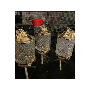 เหยือกแก้วคริสตัลญี่ปุ่น3ใบพร้อมผิวทองเหลืองสีทองสำหรับจัดเก็บ - Product Image 1