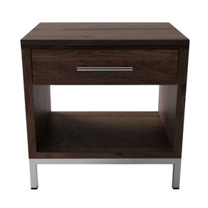 Mesitas de Noche Minimalistas Modernas de Madera de Teca, Mesa de Lámpara de Madera Maciza y Metal, Mesita de Noche para Dormitorio de Estilo Industrial - Product Image 1