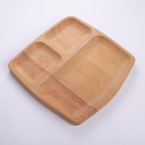 Assiette en bois de hêtre à compartiments en gros |   Assiette carrée à 3 compartiments - Product Image 3