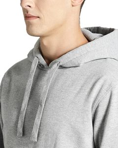 Sudadera con capucha de ajuste relajado de mezcla de algodón sólido informal para hombre personalizada con cierre de cordón - Product Image 3