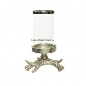 Fantaisie bûche forme métal créatif bougeoir couleur argent aluminium coulé à la main concepteur fantaisie Look foudre décor fournitures - Product Image 1