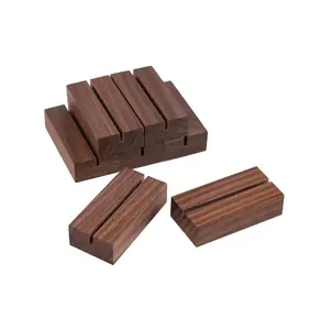 Diseño de madera de acacia tarjetero Escritorio decorativo Organizadores menú tarjetero para accesorios de cocina al mejor precio - Product Image 1