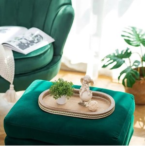 Plateau en bois ovale simple café perles en bois décor de ferme plateau en bois cuisine comptoir plateau salon Style Vintage - Product Image 4