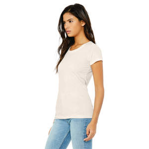 T-Shirt manches courtes femme 50% Polyester 25% Airlume en coton peigné et anneau 25% rayonne 40 simple 3.8 oz avoine Triblend - Product Image 2