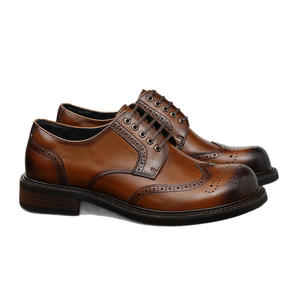Chaussures Oxford en cuir de vachette pleine fleur avec talon amorti et design antidérapant, chaussures habillées pour hommes, chaussures en cuir - Product Image 1